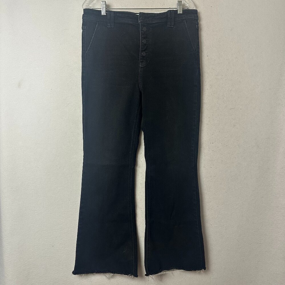 KanCan‎ Signature Ultra High Rise Flare Black Jeans Button Fly Raw Hem VBK1565R